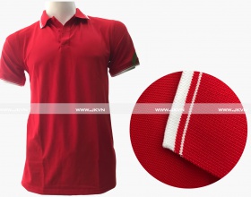 Áo đồng phục cao cấp – đỏ 2 sọc trắng